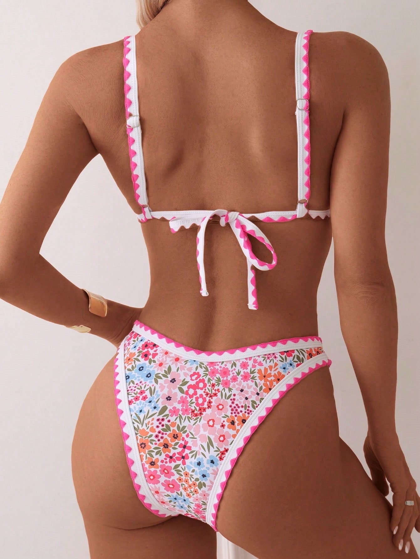 Women's Printed Swimming Lace-up Split Bikini Suit
