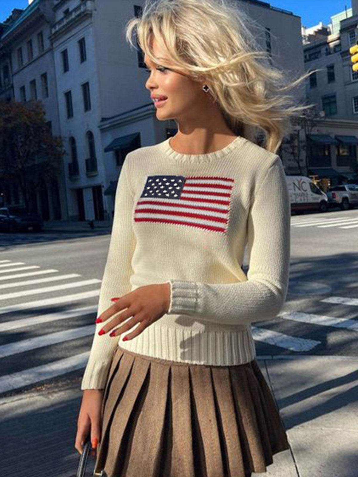 Women's Retro Long-sleeved Pullover Round Neck Sweater
