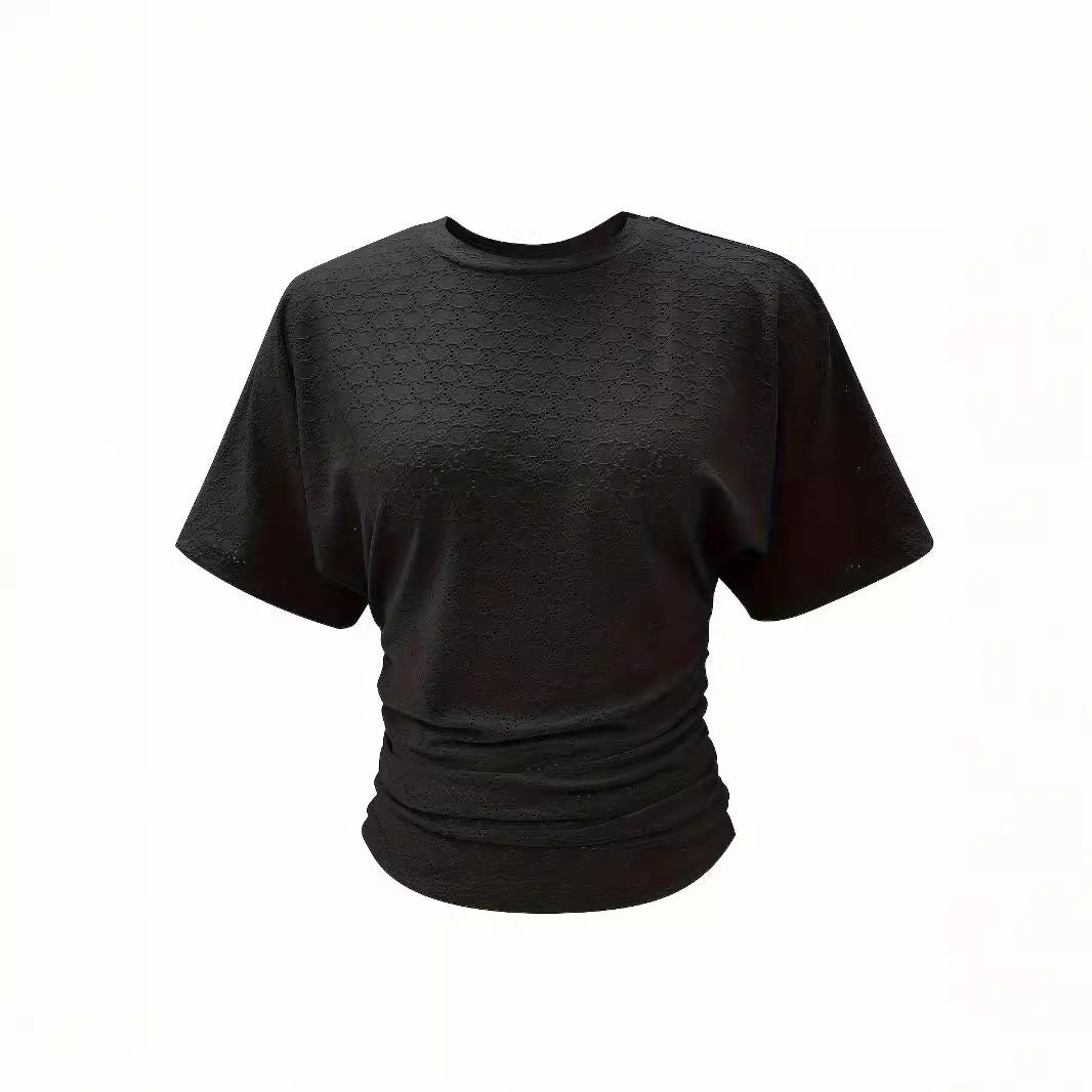 Elegant Solid Color Knitted Jacquard Women's Top
