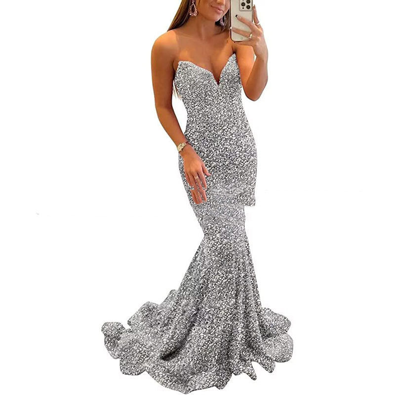 Sequin Evening Dresses For Women Formal Sexy Long Prom Party Gowns
