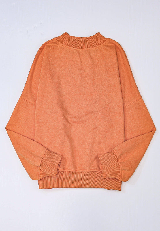 Mock Neck Dropped Shoulder Sweatshirt
