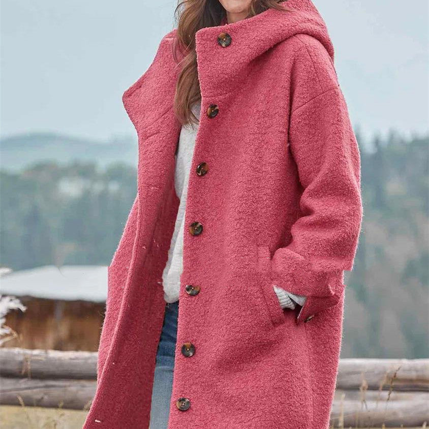 Women's Temperament Thickened Tweed Medium-length Trench Coat
