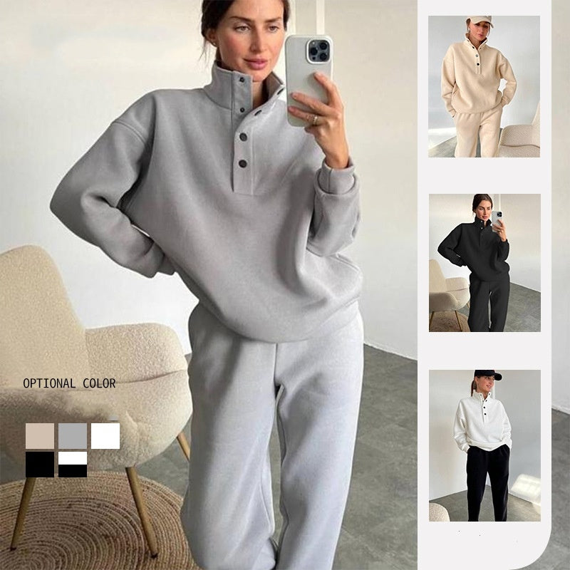 Women's Fashion Solid Color Hoodie Pants Suit
