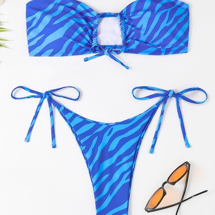 Women's Fashion Bikini Striped Printed Swimsuit
