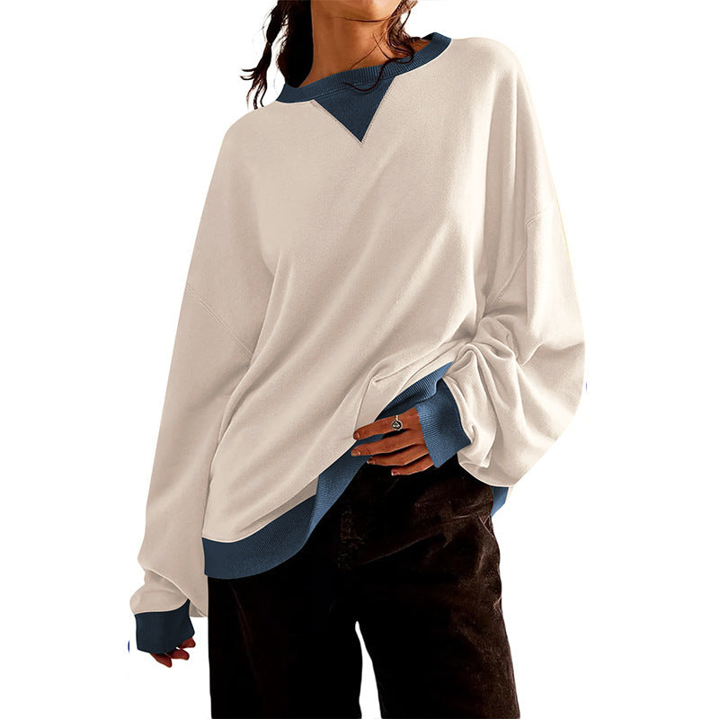 Loose Casual Contrast Color Sweater For Women
