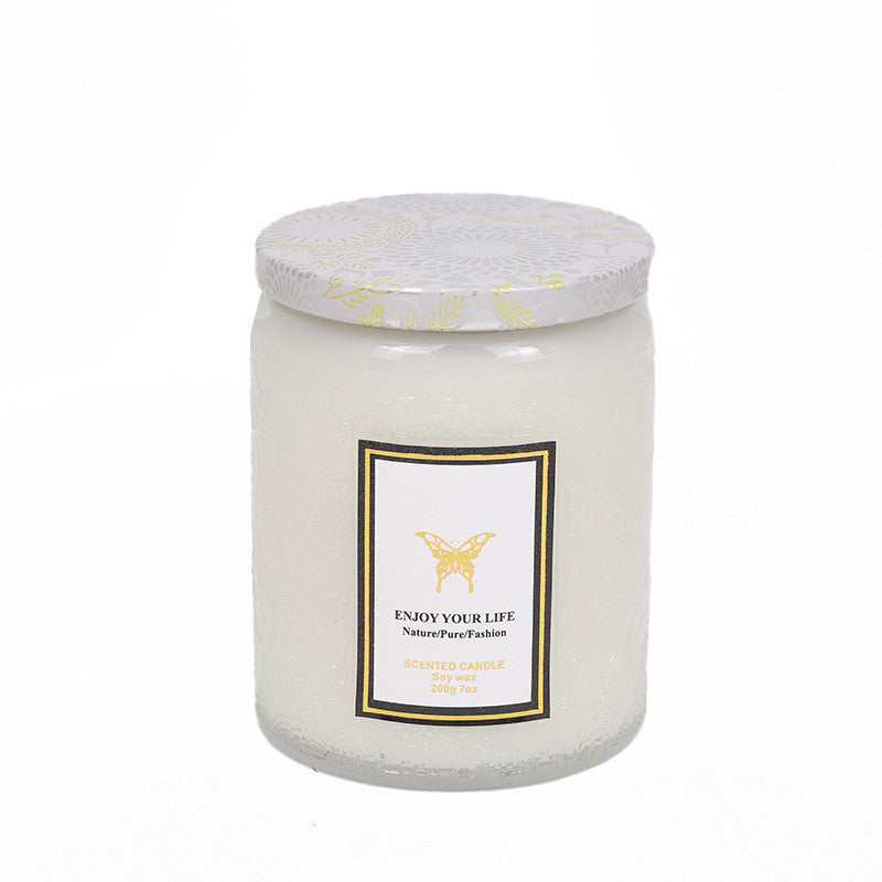 Embossed Glass Fragrance Handmade Gift Aromatherapy Soy Candles
