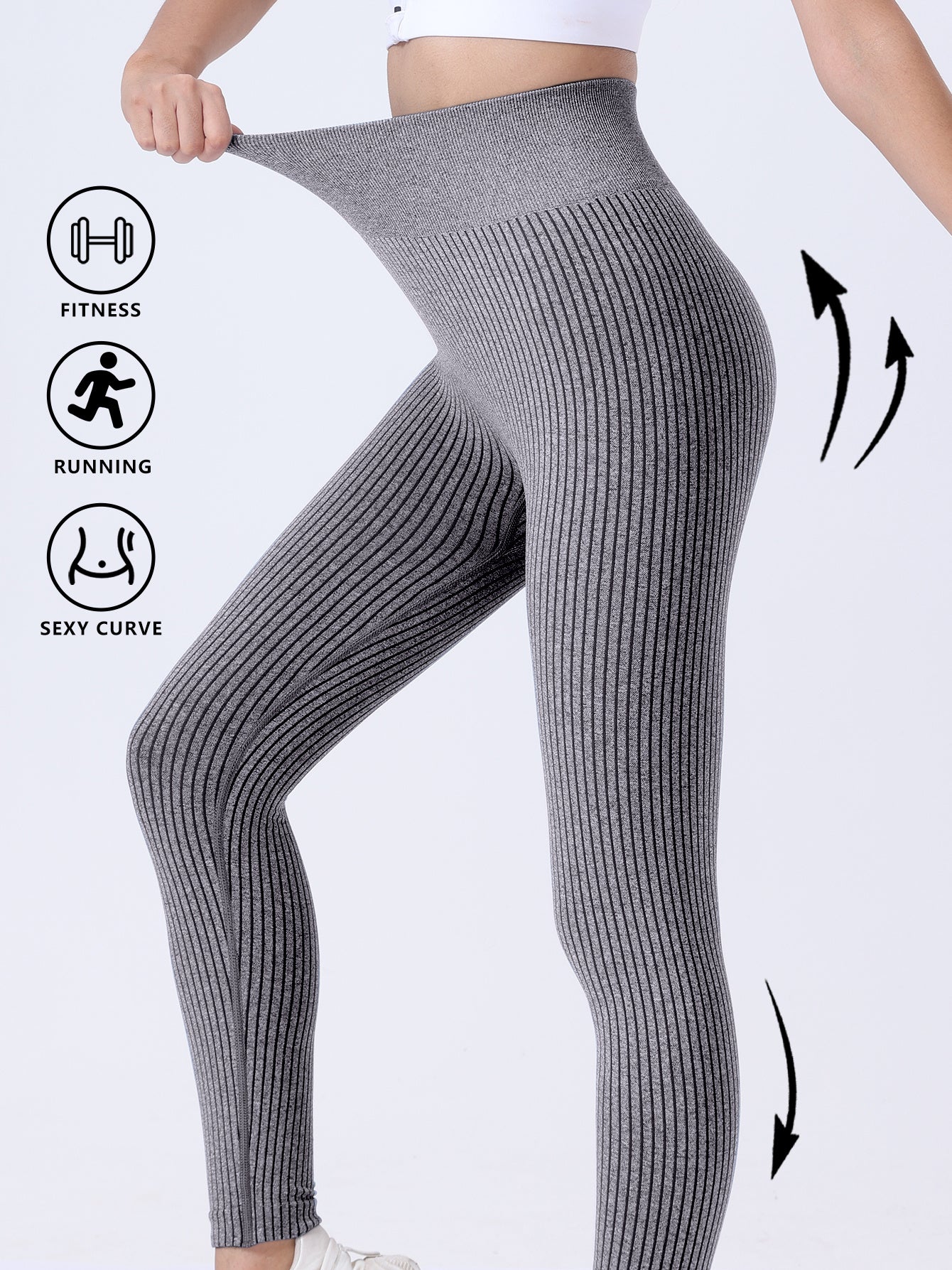 Leggings For Women Ribbed Seamless Leggings High Waisted Tummy Control Yoga Pants Women Workout Pants
