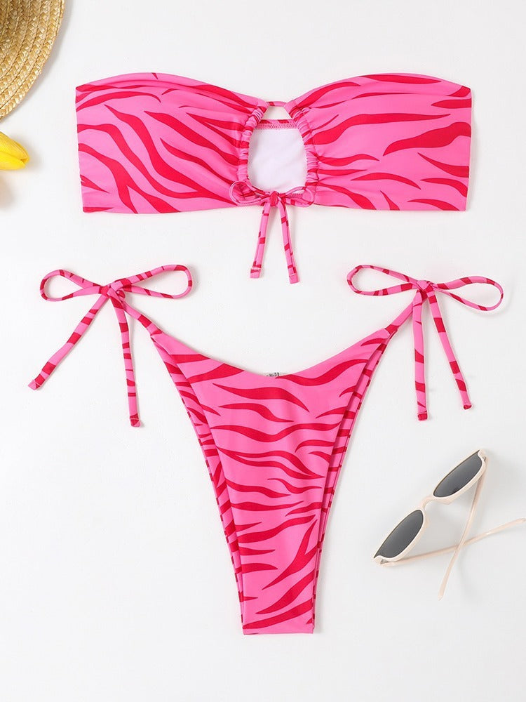 Women's Fashion Bikini Striped Printed Swimsuit
