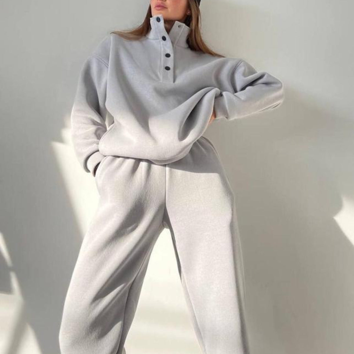 Women's Fashion Solid Color Hoodie Pants Suit
