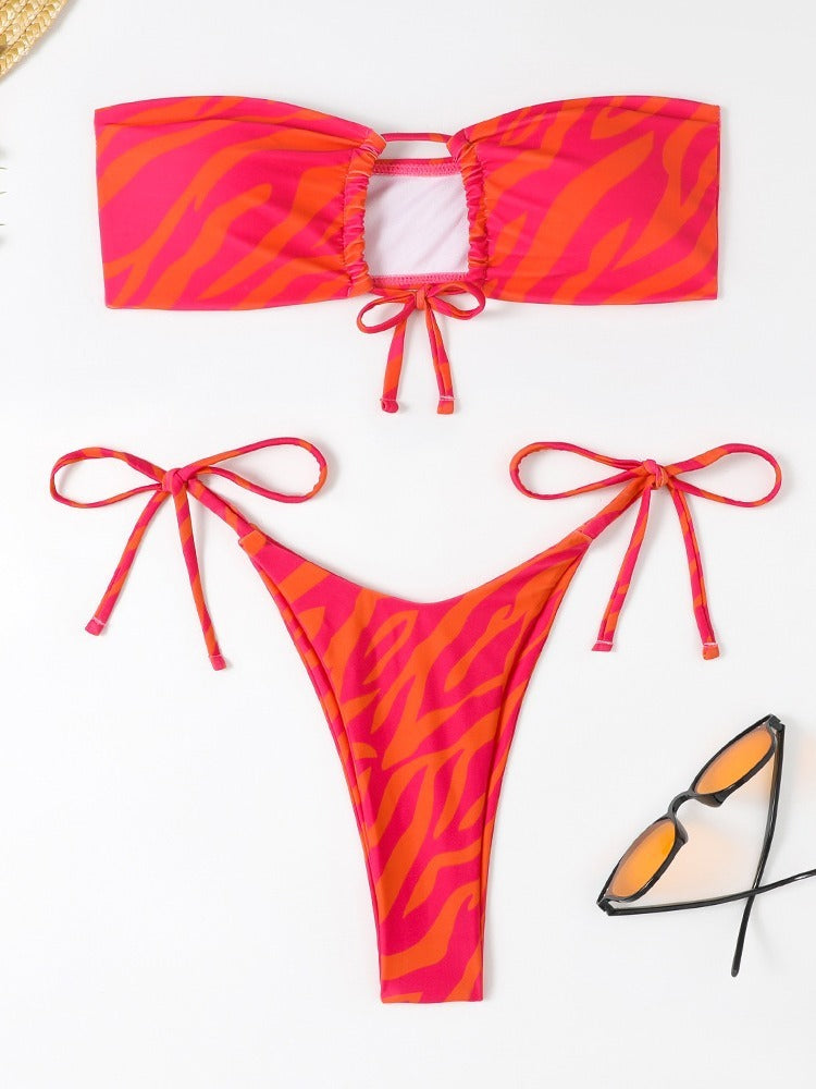 Women's Fashion Bikini Striped Printed Swimsuit
