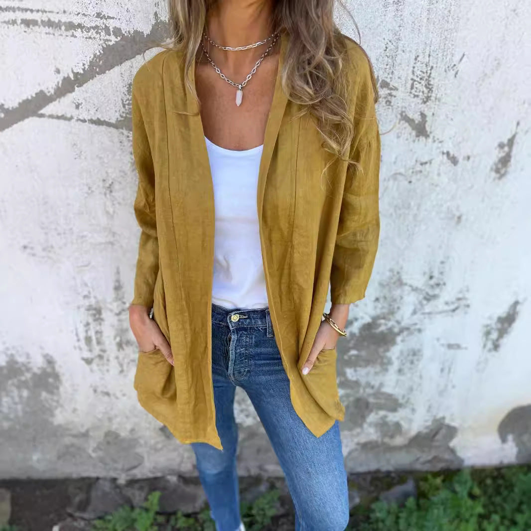 Loose Pockets Cardigan Outerwear Top Women
