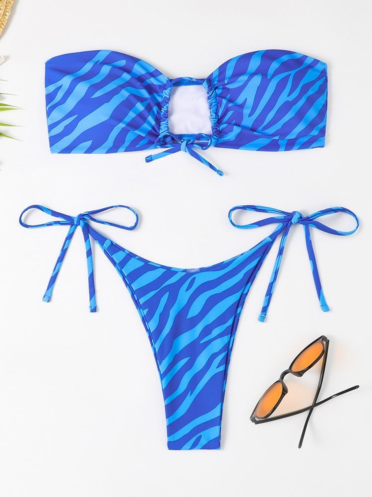 Women's Fashion Bikini Striped Printed Swimsuit
