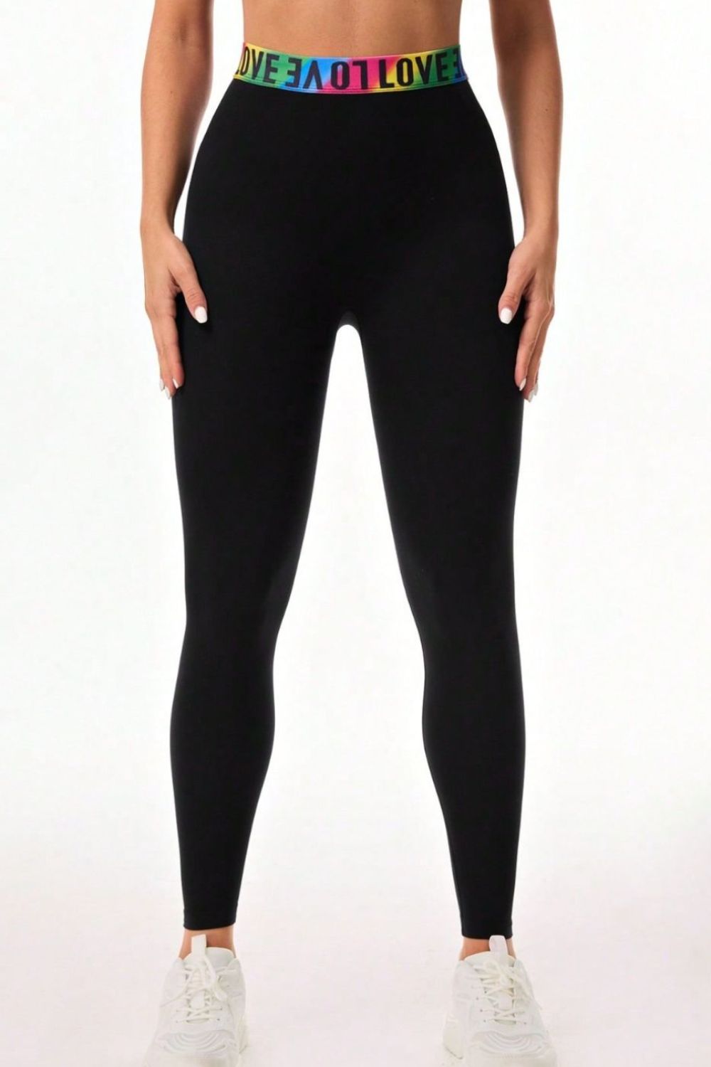 Letter Printed High Waist Active Leggings
