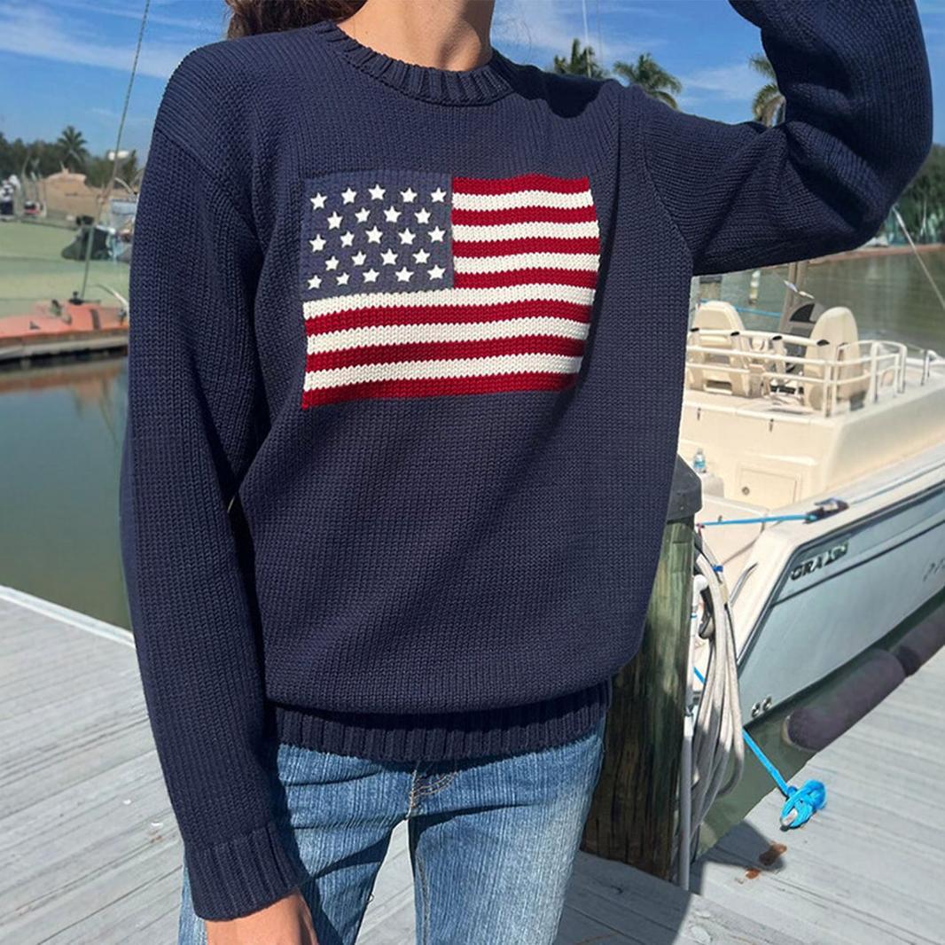 Women's Retro Long-sleeved Pullover Round Neck Sweater
