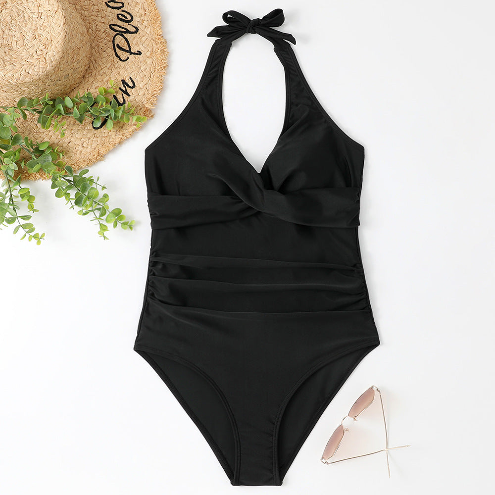 New Women's Fashion Cross One Piece Swimsuit
