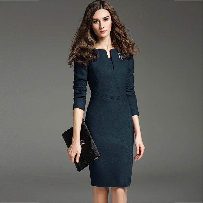 Formal Temperament Elegant And Intellectual Mid-sleeve Red Dress Women
