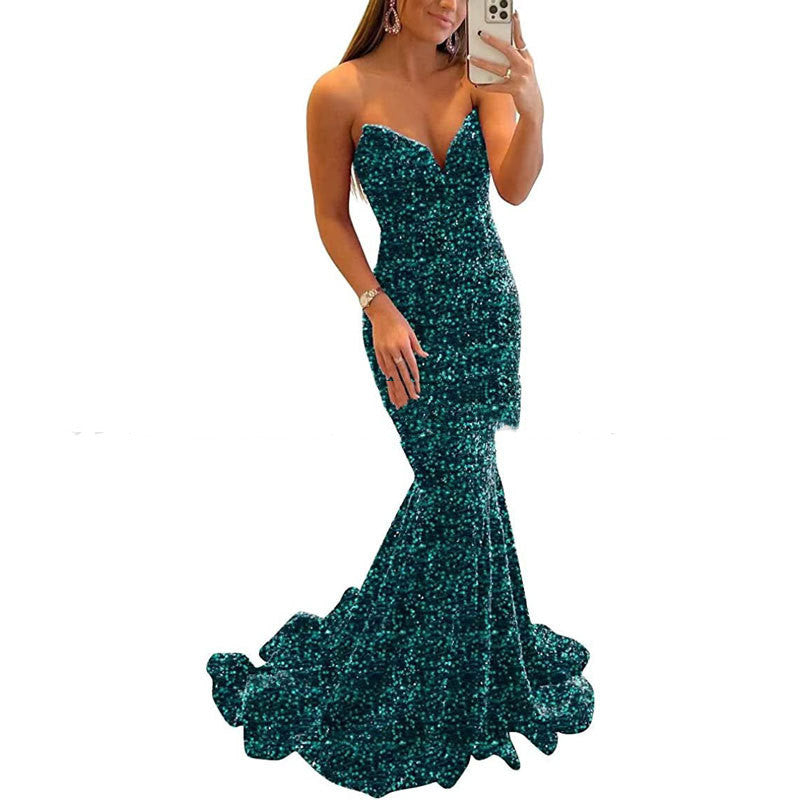 Sequin Evening Dresses For Women Formal Sexy Long Prom Party Gowns
