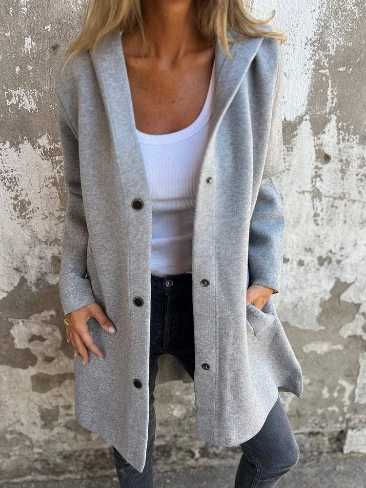 Casual Hooded Single-Breasted Cardigan Fashion Loose Solid Color Jacket Spring And Autumn Women's Clothing
