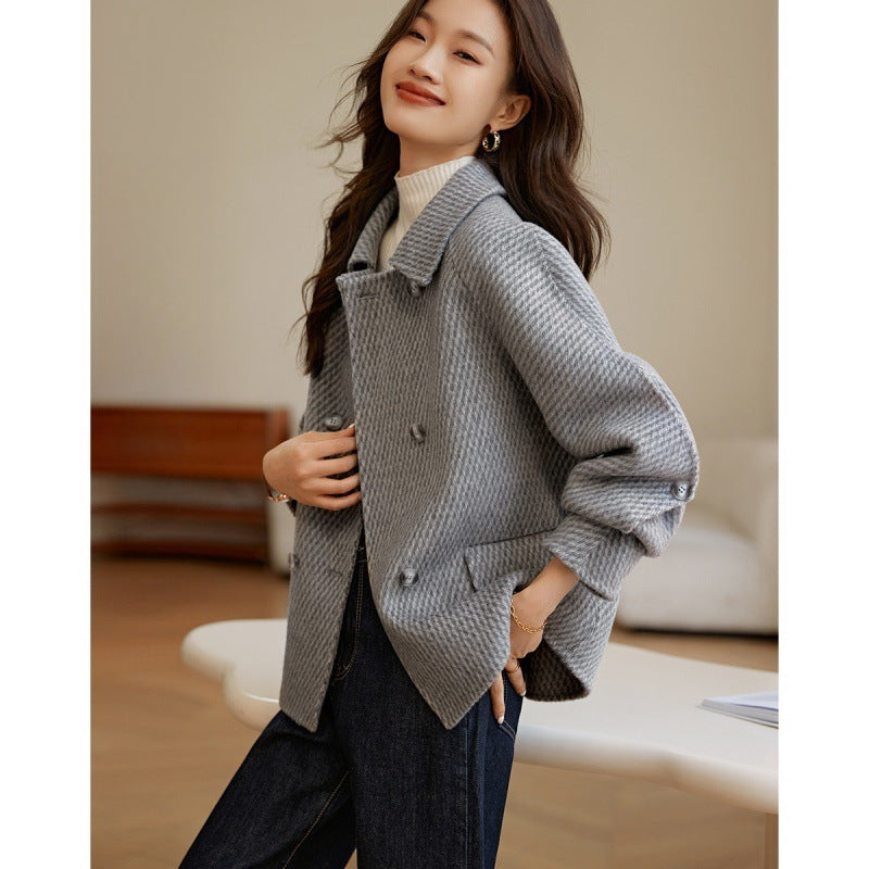 Pineapple Pattern Woolen Coat Outerwear Women
