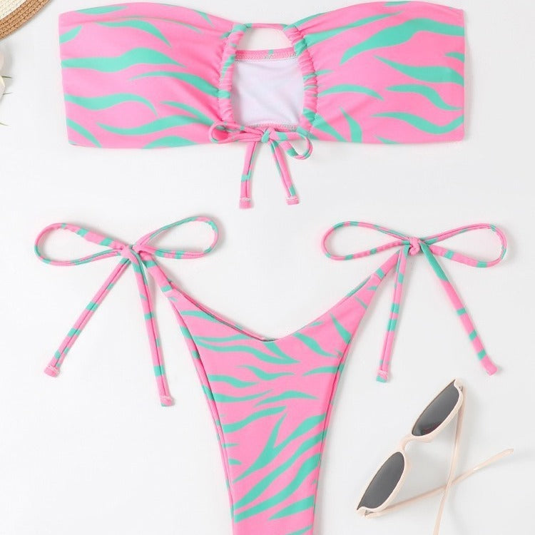 Women's Fashion Bikini Striped Printed Swimsuit
