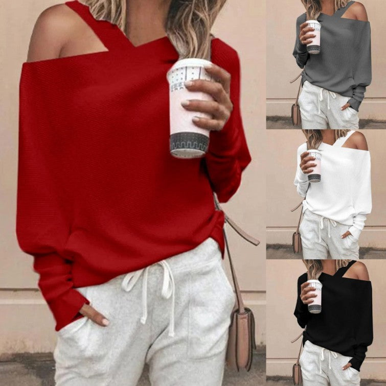 Off-shoulder Raglan Top T-shirt Women's Clothing
