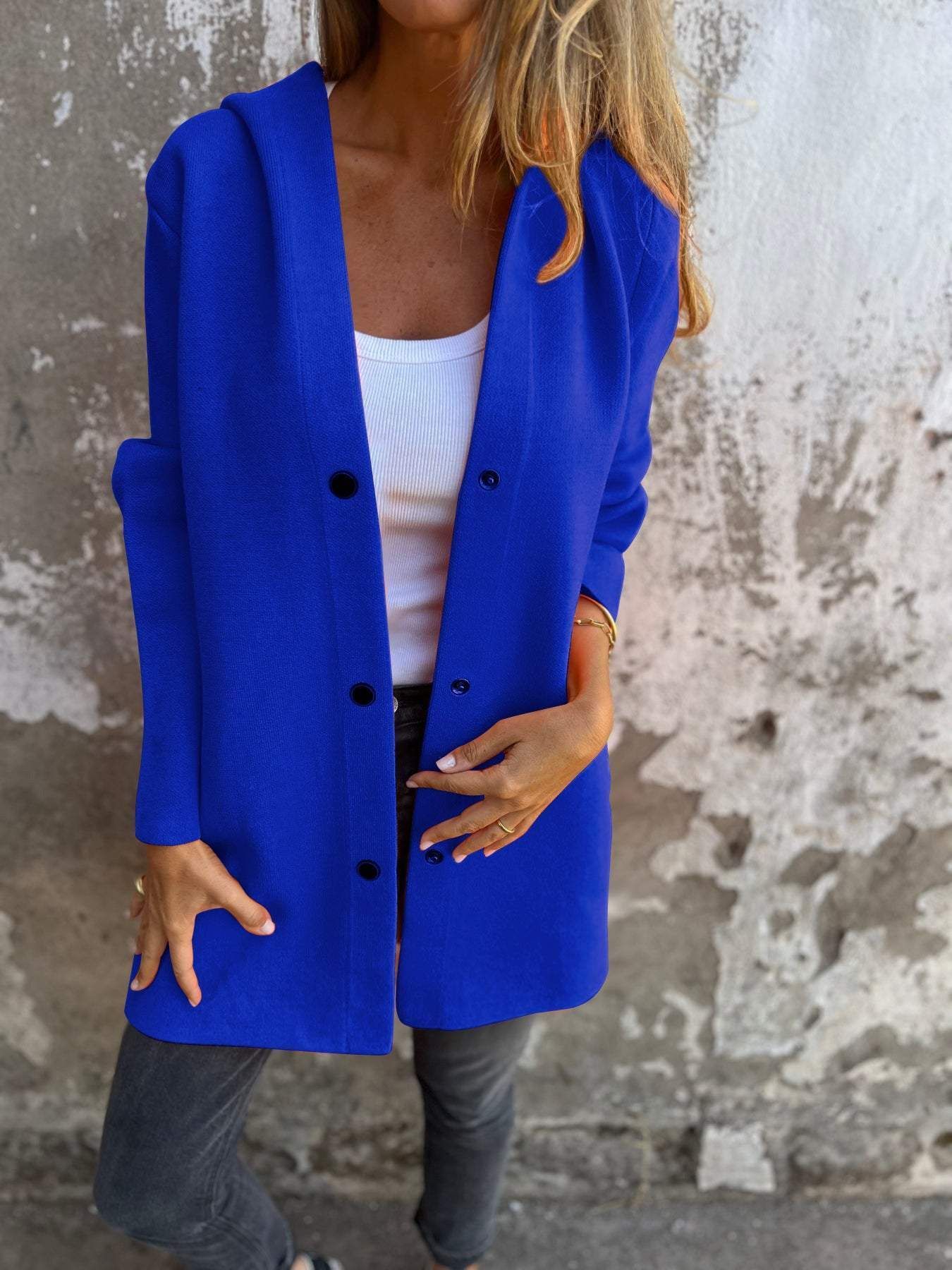 Casual Hooded Single-Breasted Cardigan Fashion Loose Solid Color Jacket Spring And Autumn Women's Clothing
