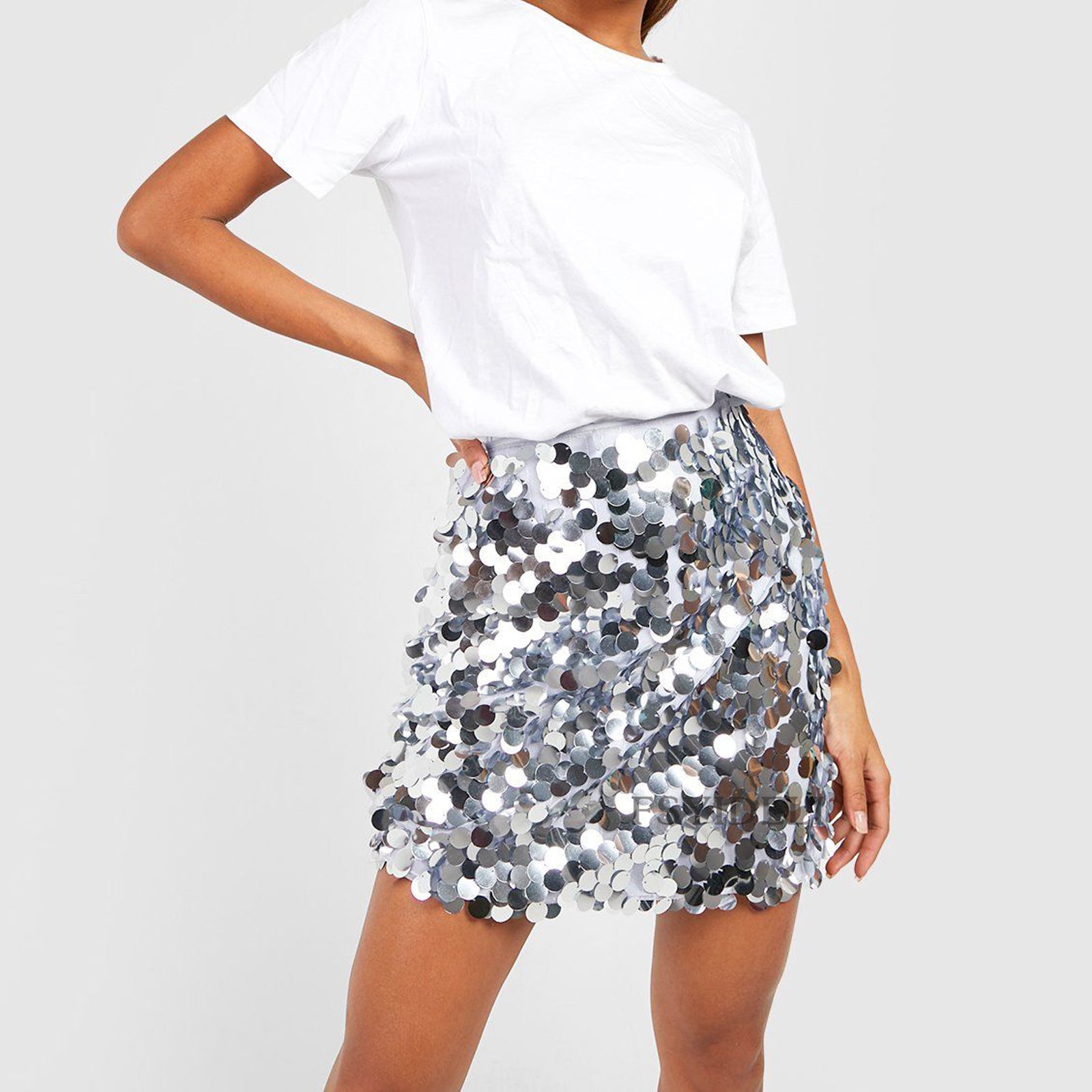 High Waist Sequined Skirt
