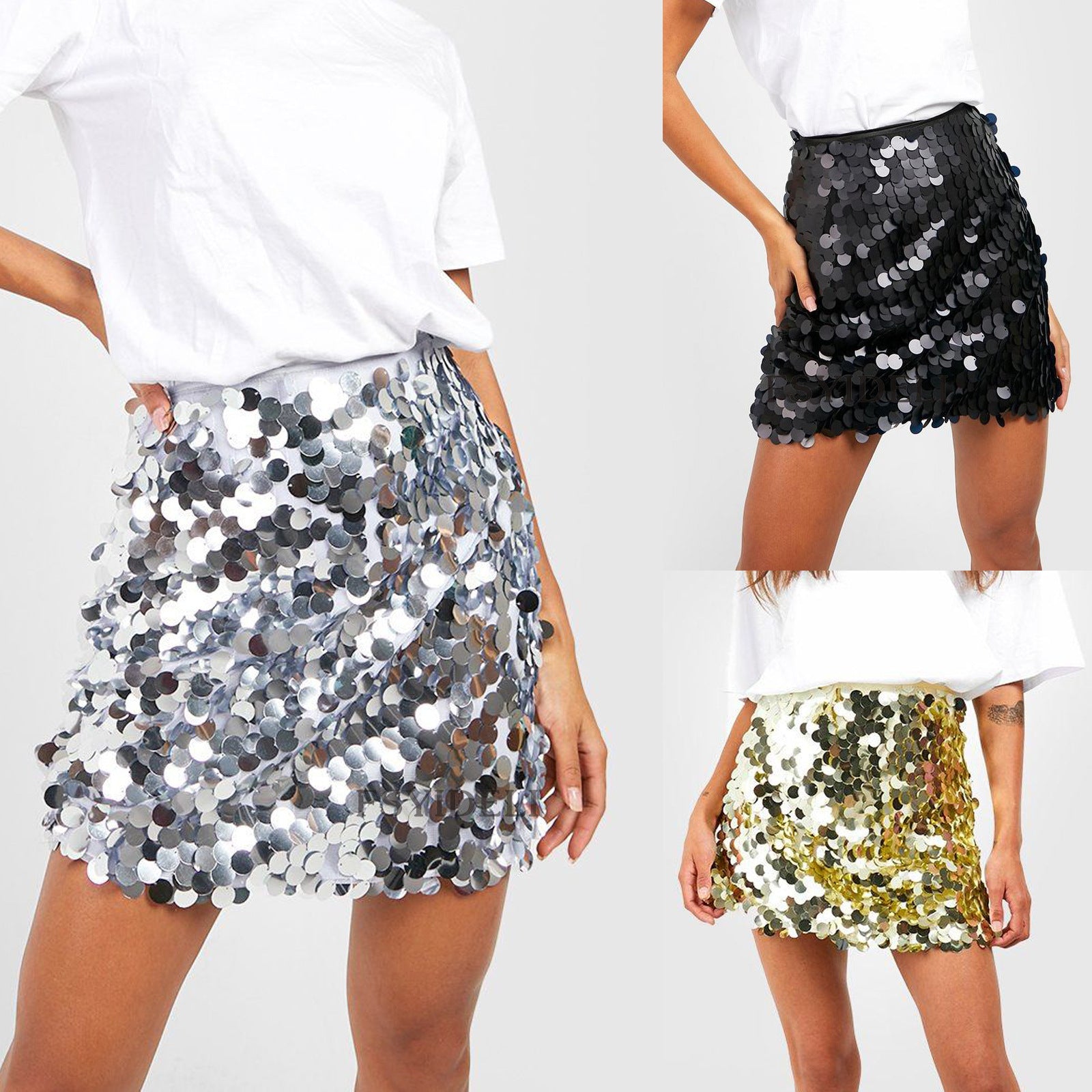 High Waist Sequined Skirt
