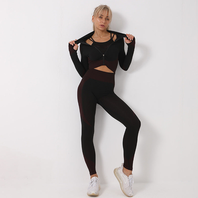 3PCS Yoga Set Seamless Sport Set Women Gym Clothing Leggings Women Crop Top Sports Bra Women Fitness Gym Set Womens Outfits Tracksuit
