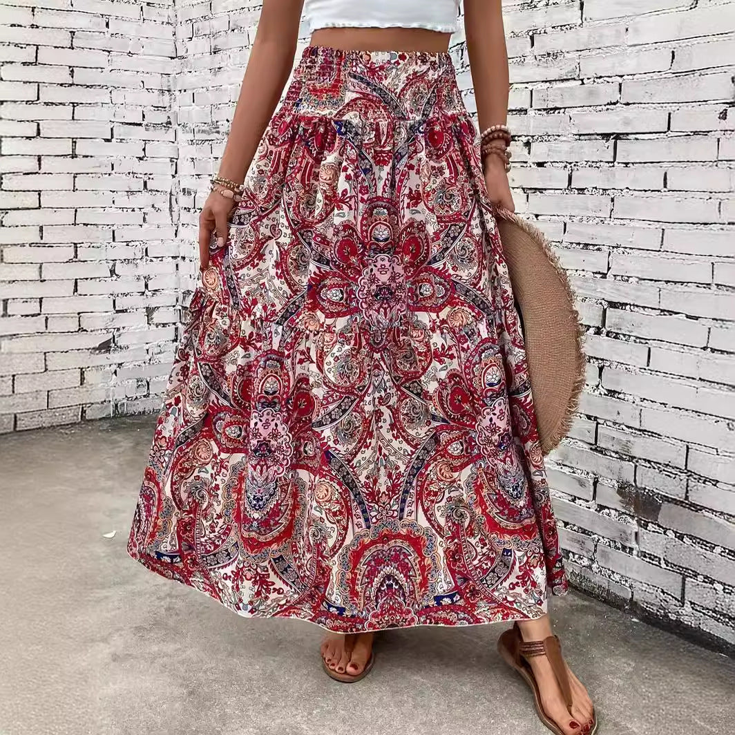 Summer Women's Comfort And Casual Beach Print Skirt
