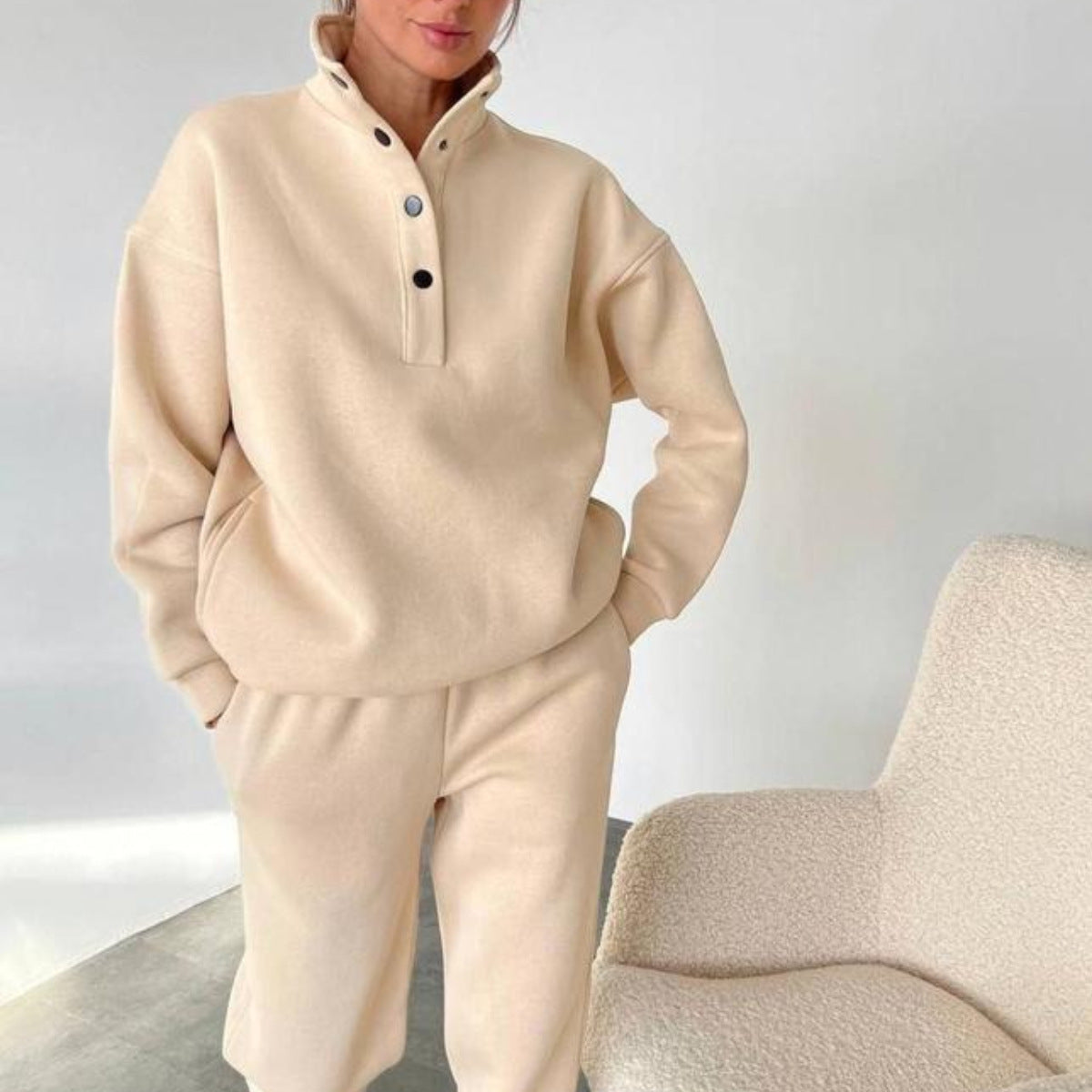 Women's Fashion Solid Color Hoodie Pants Suit
