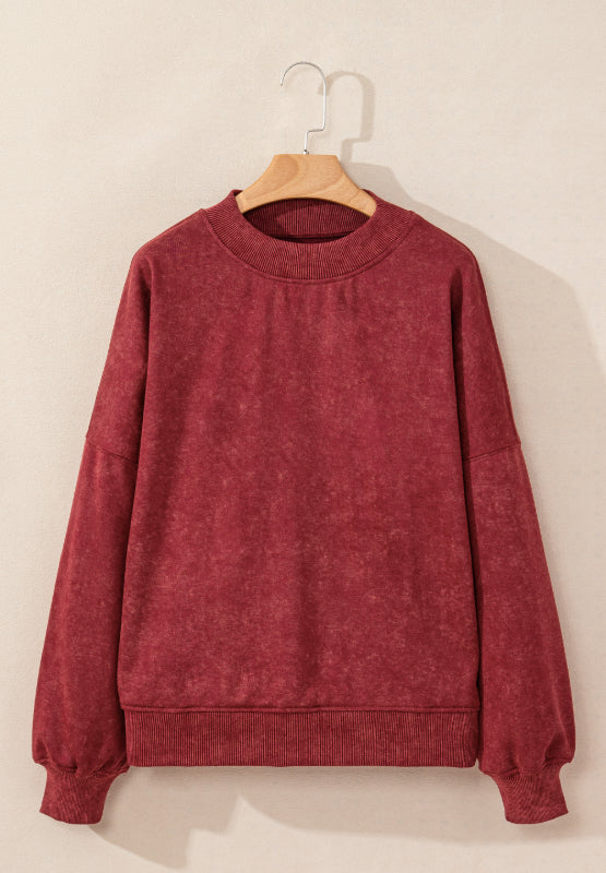 Mock Neck Dropped Shoulder Sweatshirt
