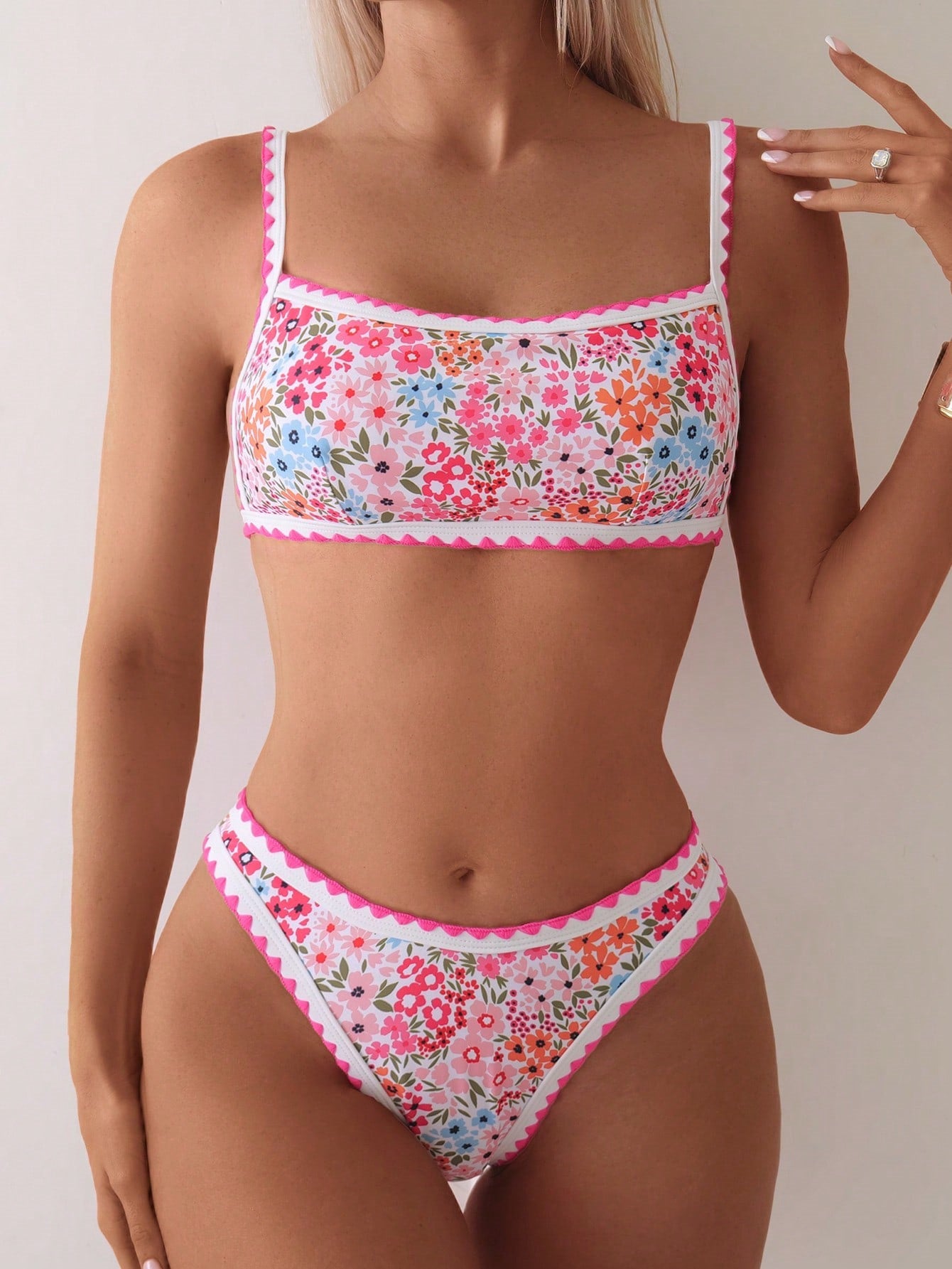 Women's Printed Swimming Lace-up Split Bikini Suit
