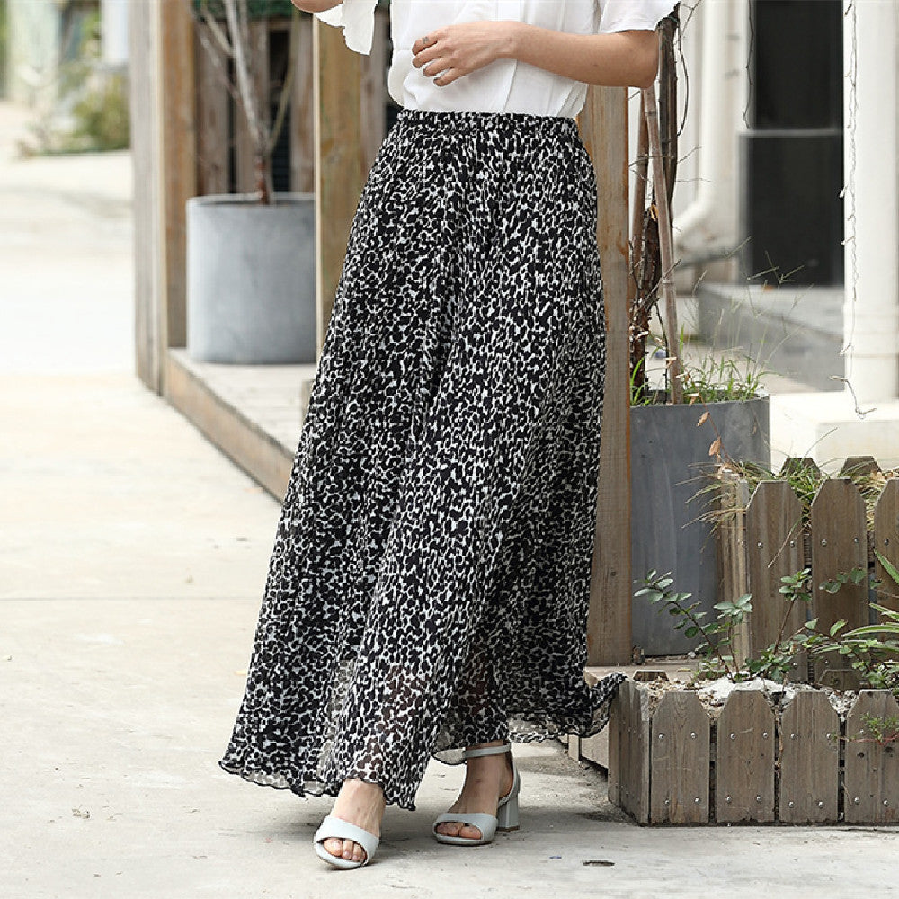 Chiffon Skirt Printed Floral High Waist Midi Skirt
