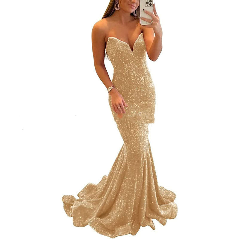 Sequin Evening Dresses For Women Formal Sexy Long Prom Party Gowns
