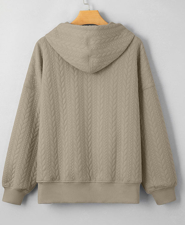 Twist Texture Solid Color Casual Hoodie Sweater Top
