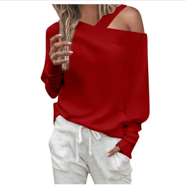 Off-shoulder Raglan Top T-shirt Women's Clothing
