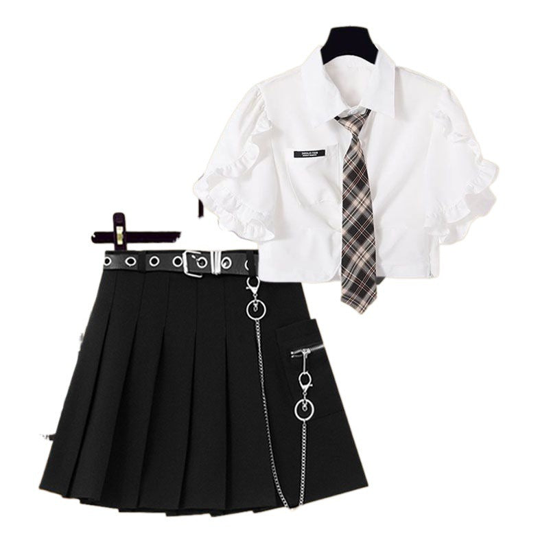 Waist-tight Slimming Youthful-looking Preppy Style Skirt Women
