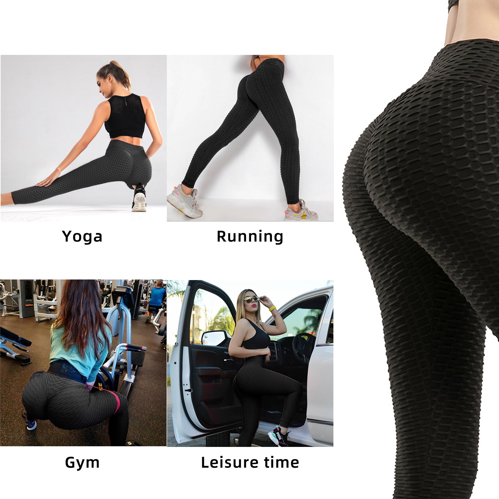 Women TIK Tok Leggings Bubble Textured Leggings Butt Lifting Yoga Pants Black Amazon Banned
