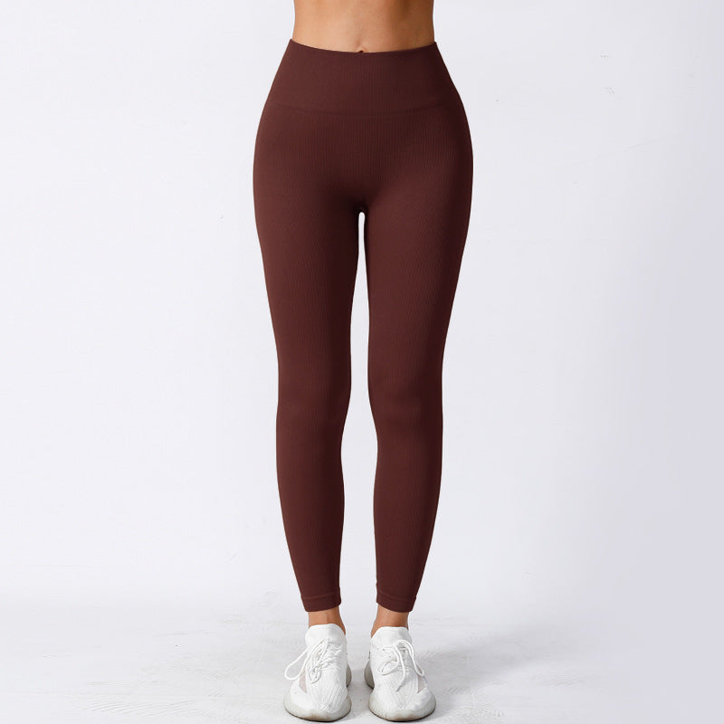 Women's Tight High Elastic Running Sports Thread High Waist Yoga Pants
