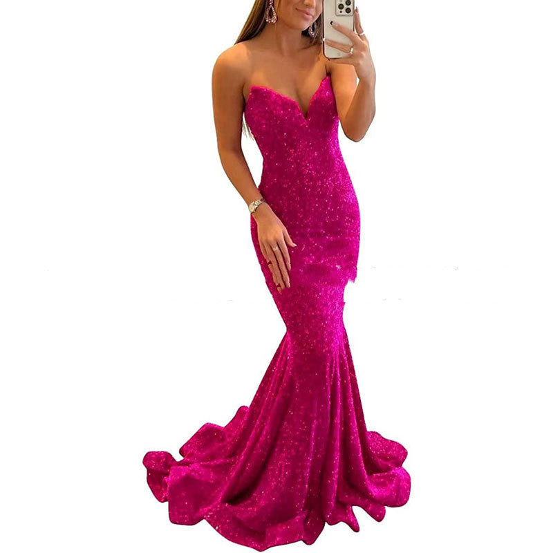 Sequin Evening Dresses For Women Formal Sexy Long Prom Party Gowns
