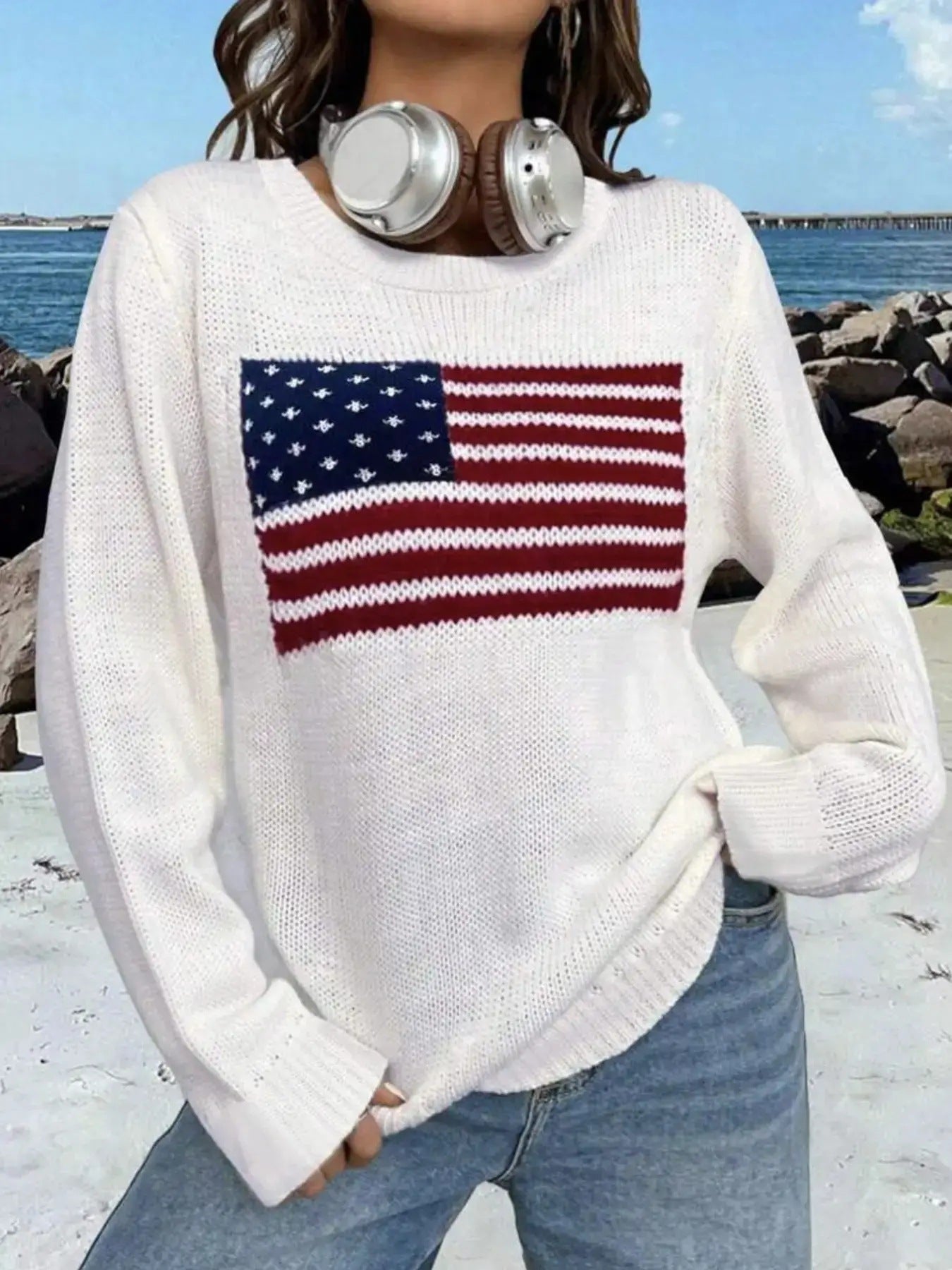 Women's Retro Long-sleeved Pullover Round Neck Sweater
