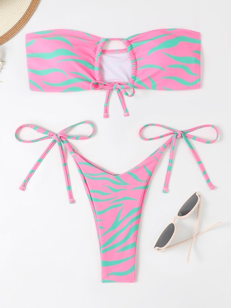 Women's Fashion Bikini Striped Printed Swimsuit
